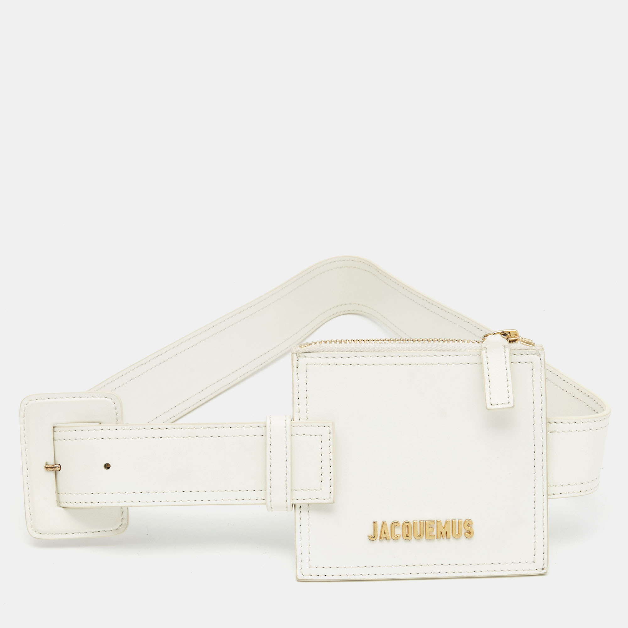 Pre-owned Jacquemus White Leather La Ceinture Carree Belt Bag