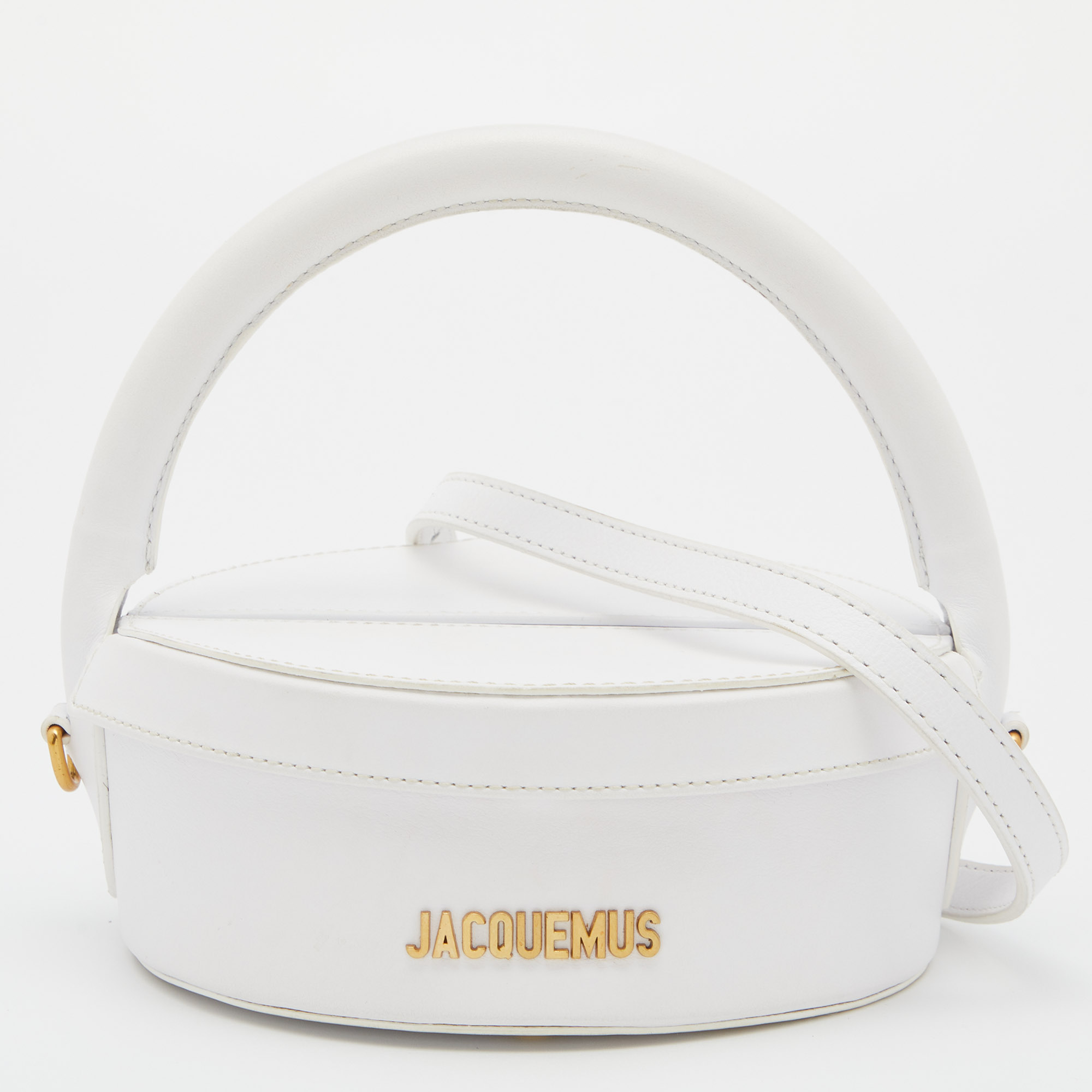 Preowned Jacquemus White Leather La Boite A Gateaux Top Handle Bag