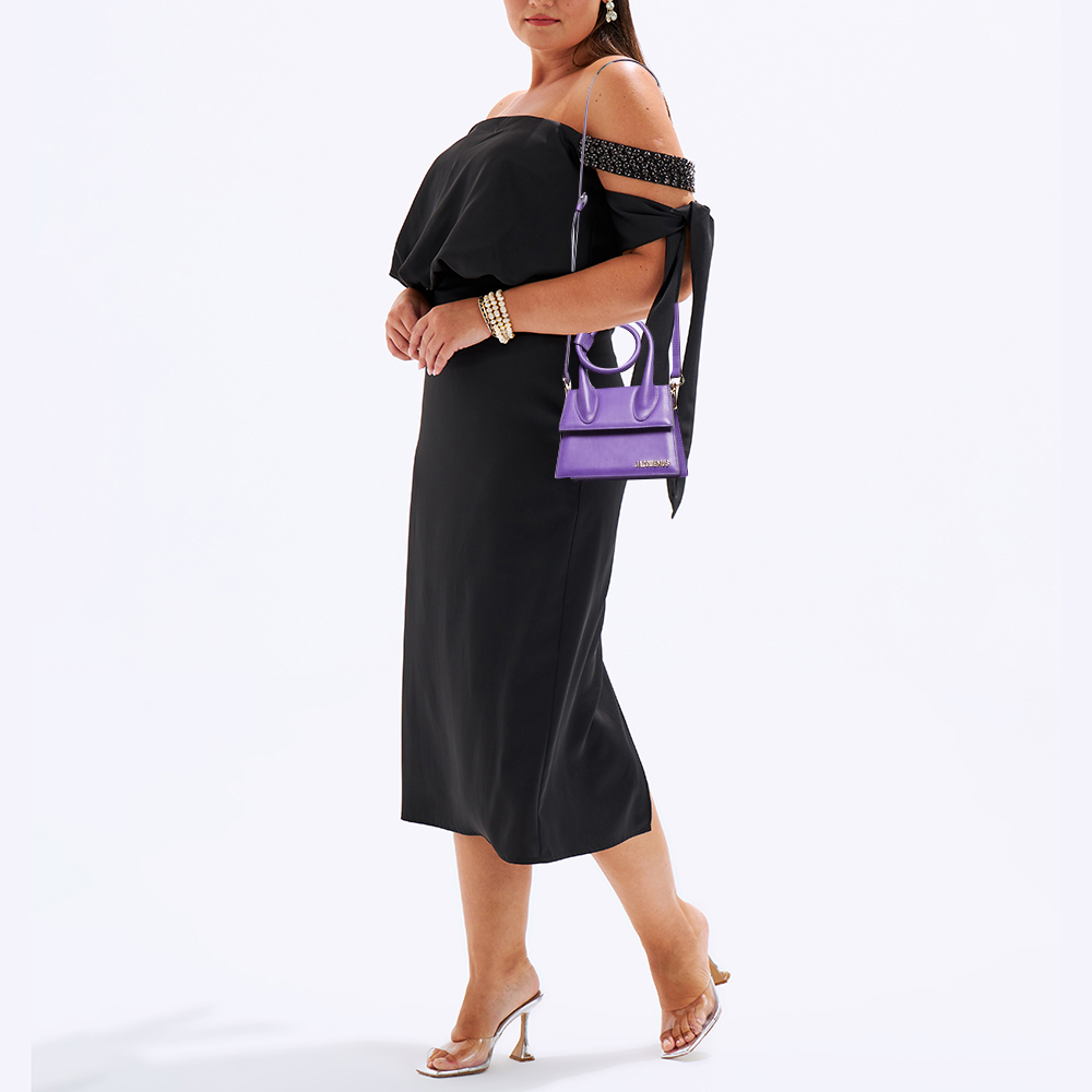 

Jacquemus Purple Leather Le Chiquito Noeud Top Handle Bag