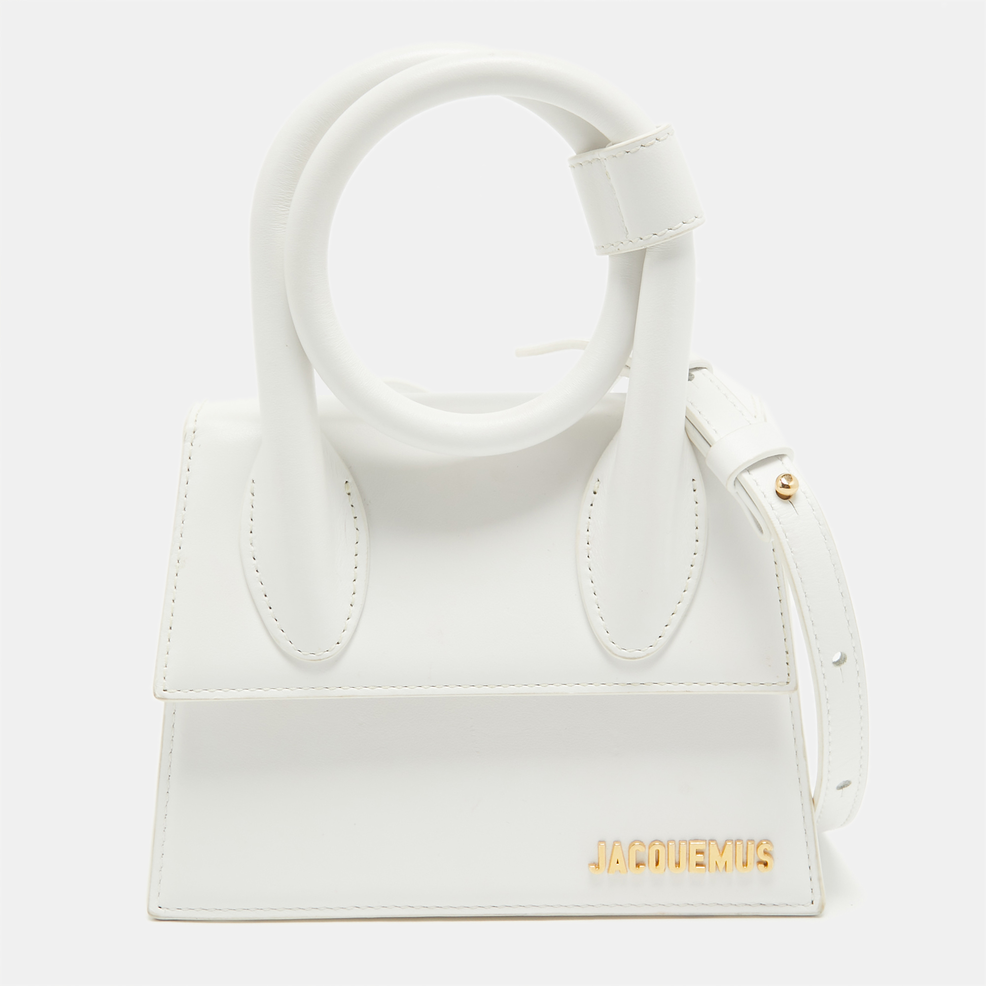 

Jacquemus White Leather Le Chiquito Noeud Top Handle Bag