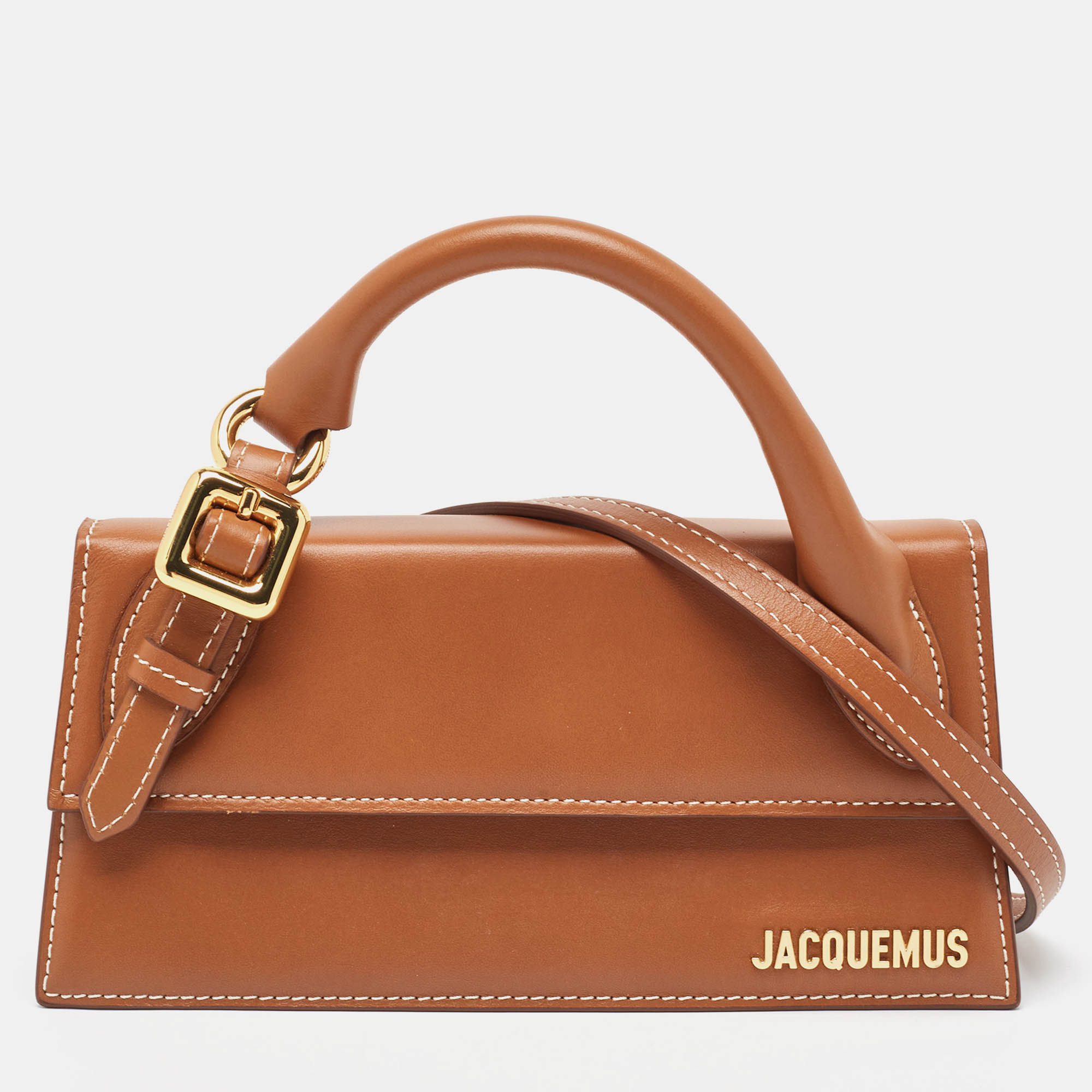 

Jacquemus Brown Leather Long Le Chiquito BoucleTop Handle Bag