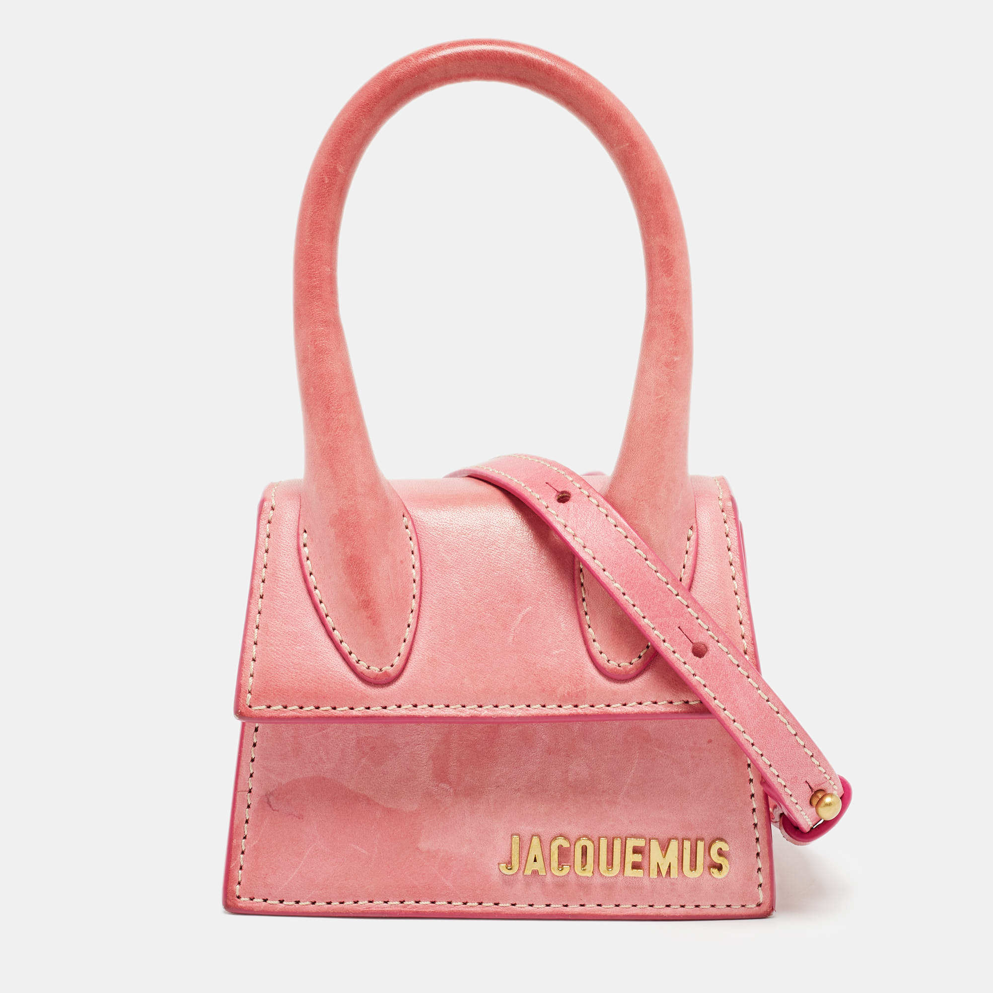 

Jacquemus Pink Leather Mini Le Chiquito Top Handle Bag