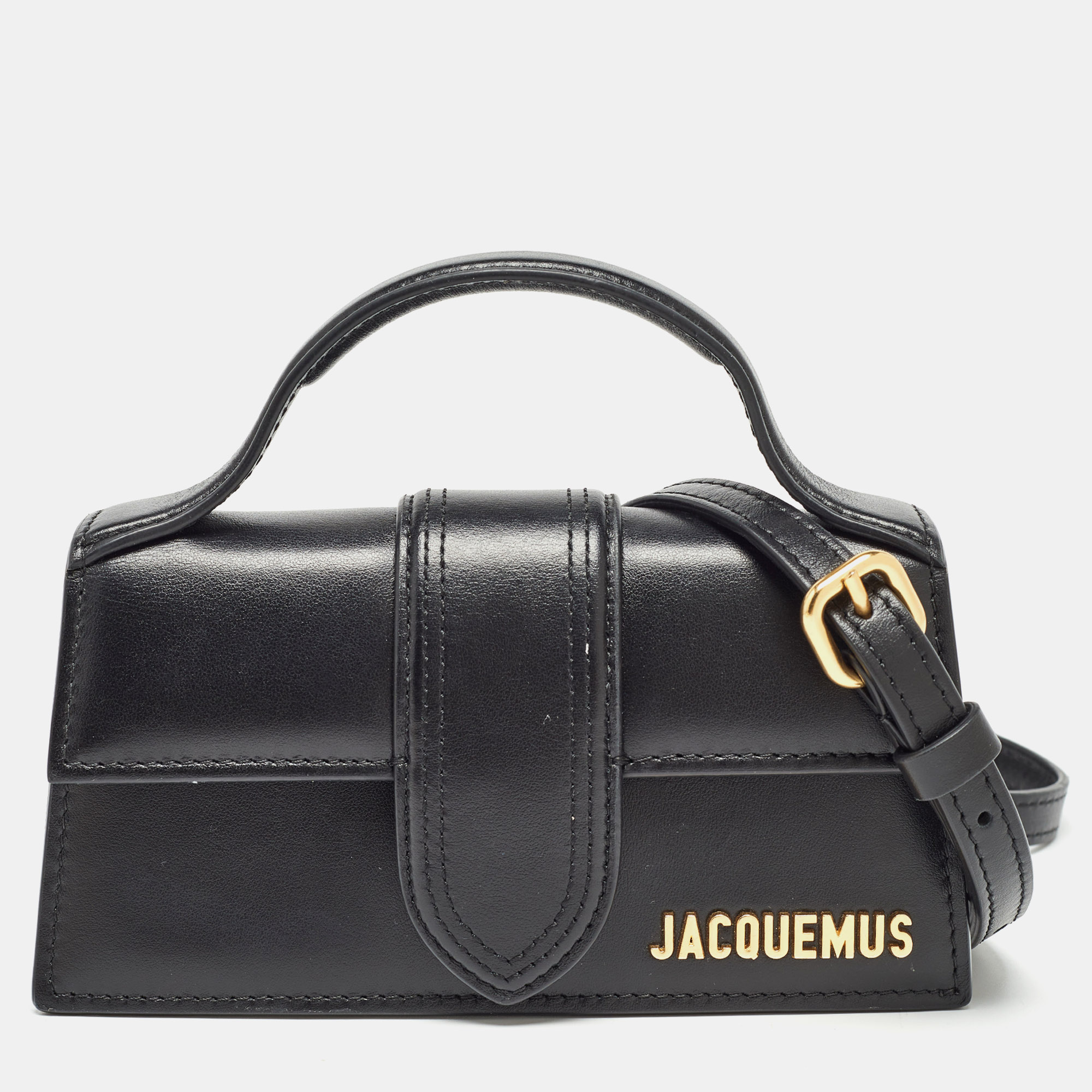 

Jacquemus Black Leather Mini Le Bambino Top Handle Bag