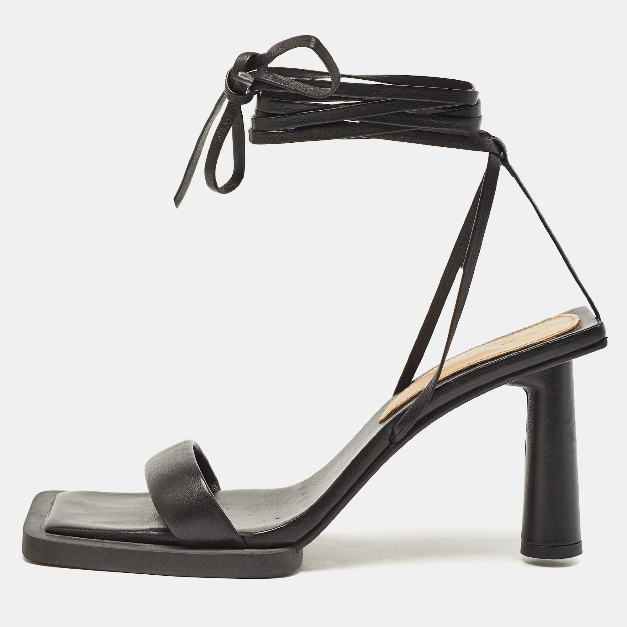 

Jacquemus Black Leather Ankle Wrap Sandals Size