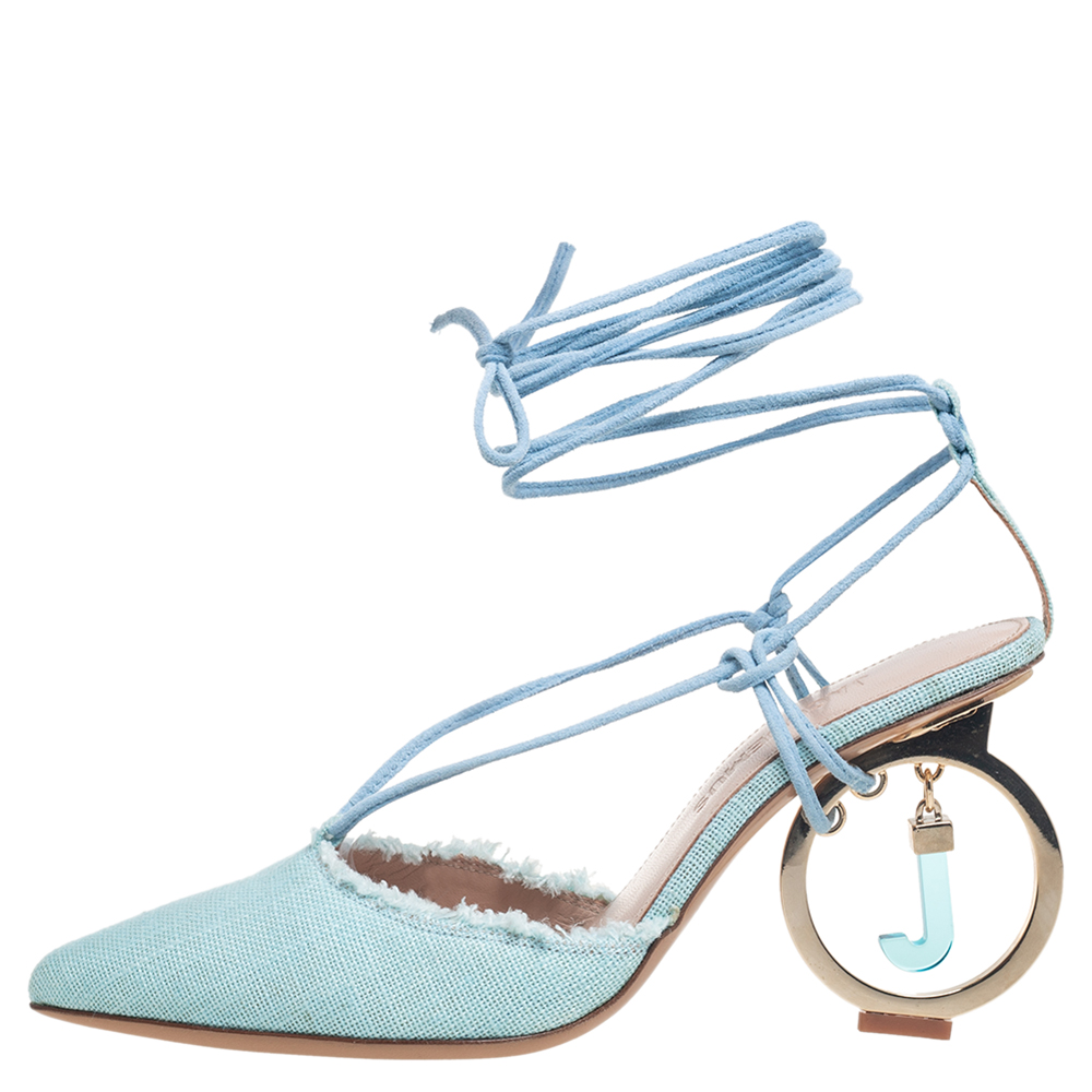 

Jacquemus Blue Canvas Les Chaussures Riviera Ankle Wrap Sandals Size