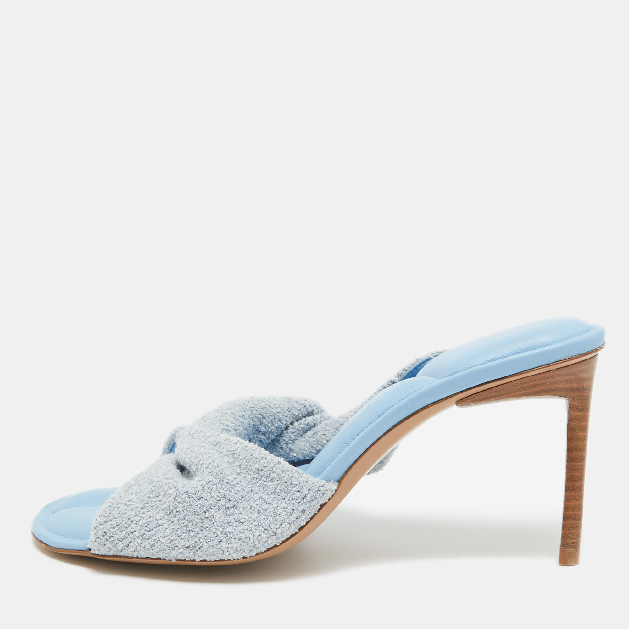 Pre-owned Jacquemus Blue/grey Fabric And Leather La Banana Sandals Size 39