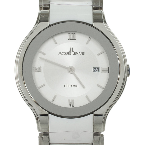 Jacques Lemans 1-1333 Stainless Steel Ceramic Quartz Womens Wristwatch 31 MM