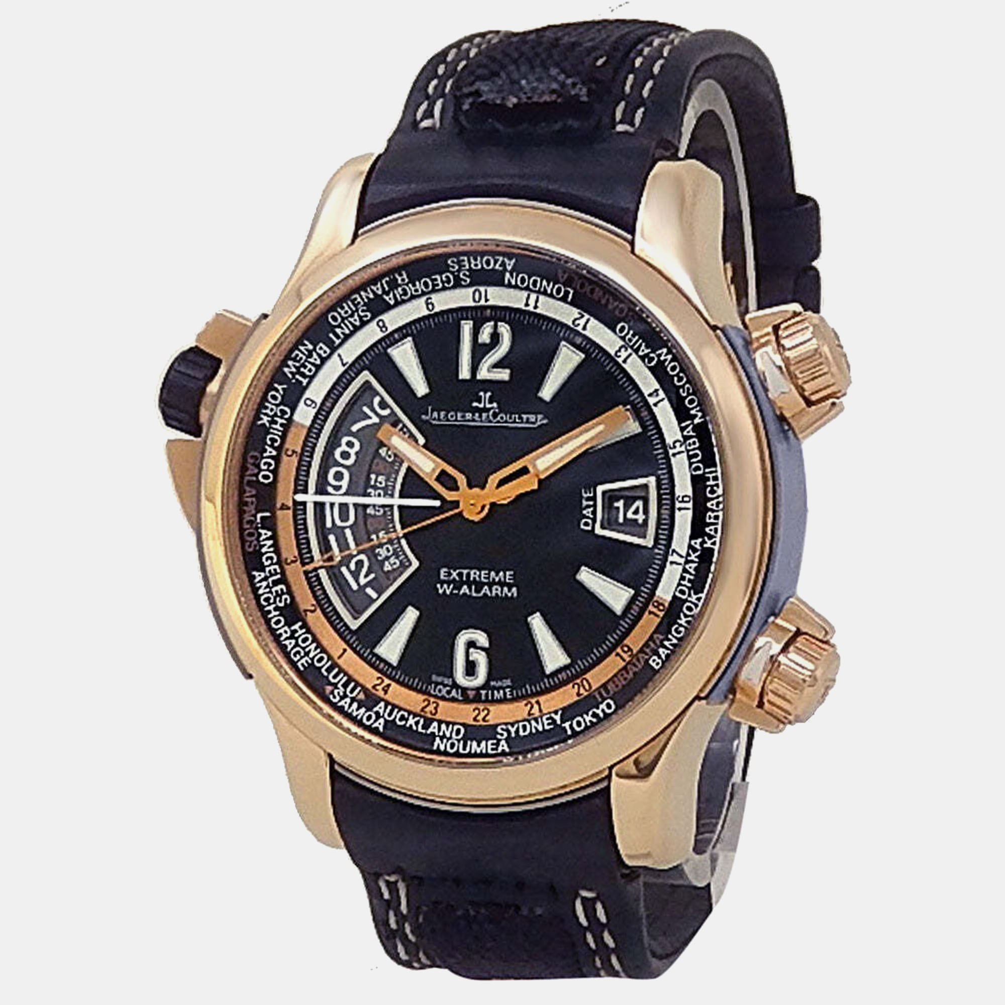 Pre-owned Jaeger-lecoultre Master Compressor Q1772470 Automatic Black 18k Rose Gold Men's Wristwatch 46 Mm