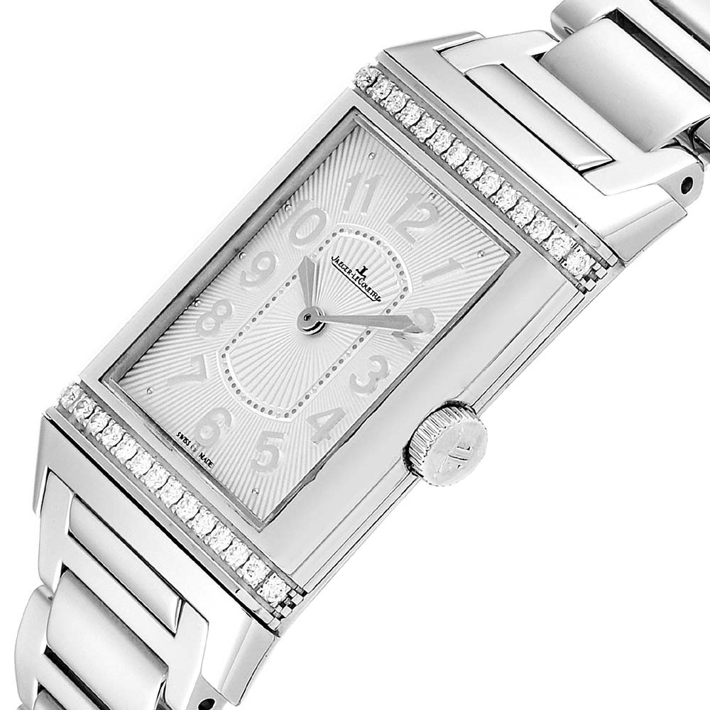 

Jaeger LeCoultre Silver Diamonds Stainless Steel Reverso Ultra Thin