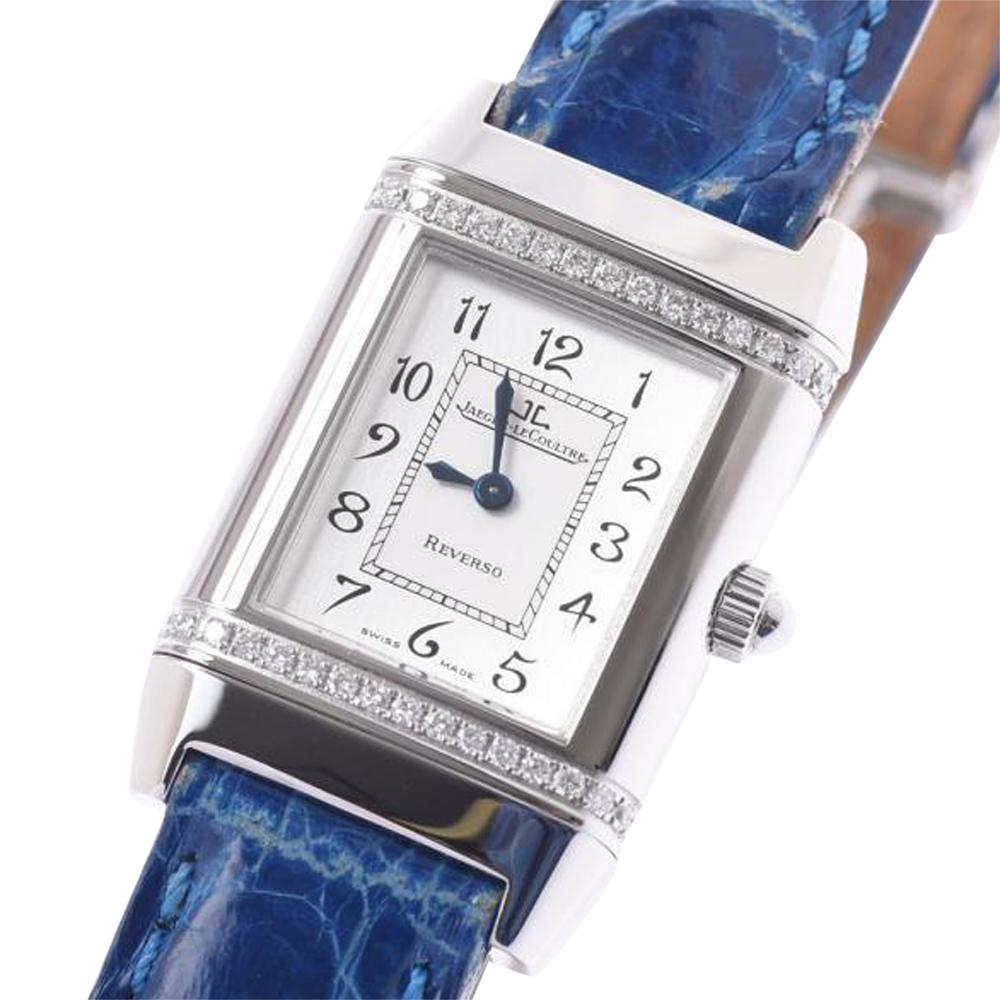 

Jaeger-Lecoultre Silver Diamonds Stainless Steel Reverso 265.8.080 Quartz Women's Wristwatch 21 MM