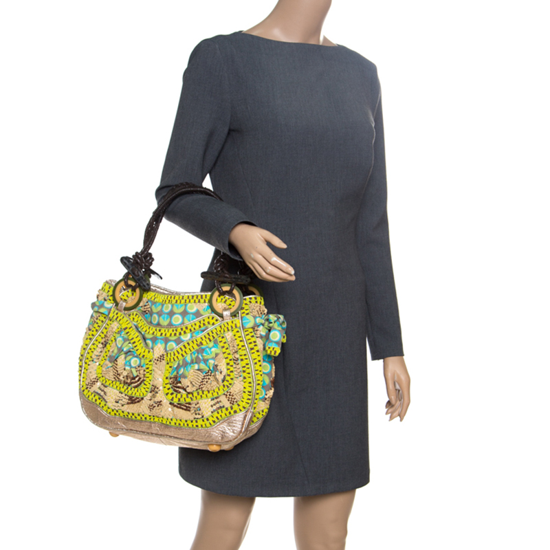 

Jamin Puech Multicolor Leather and Fabric Embellished Shoulder Bag