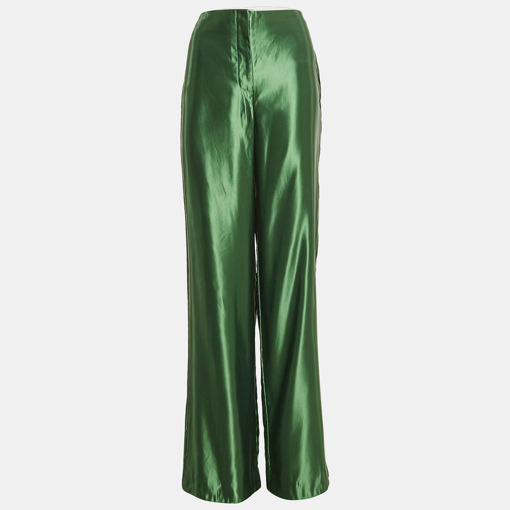 

Jason Wu Green Satin Silk Wide Leg Pants L