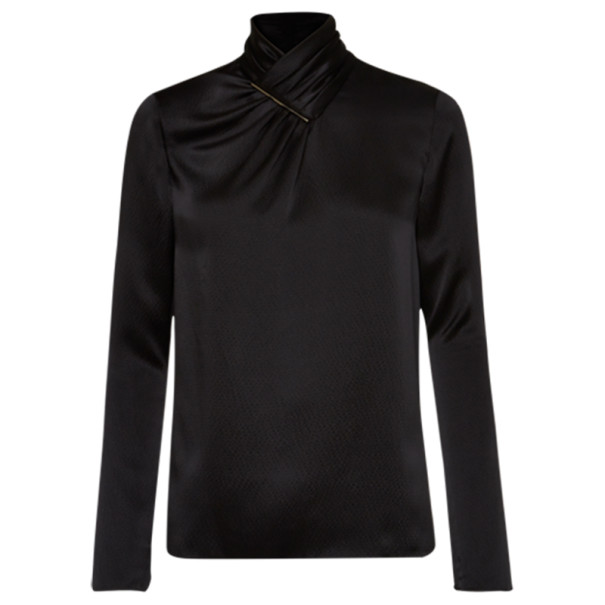 مملوكة مسبقًا بلوزة جيسون وو حرير سميك أسود M