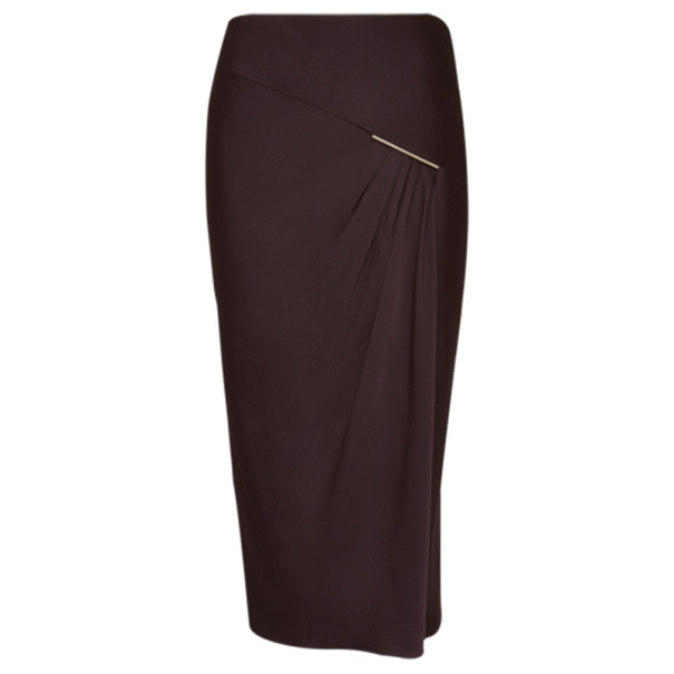 Jason Wu Aubergine Draped Tie-Bar Midi-Skirt M