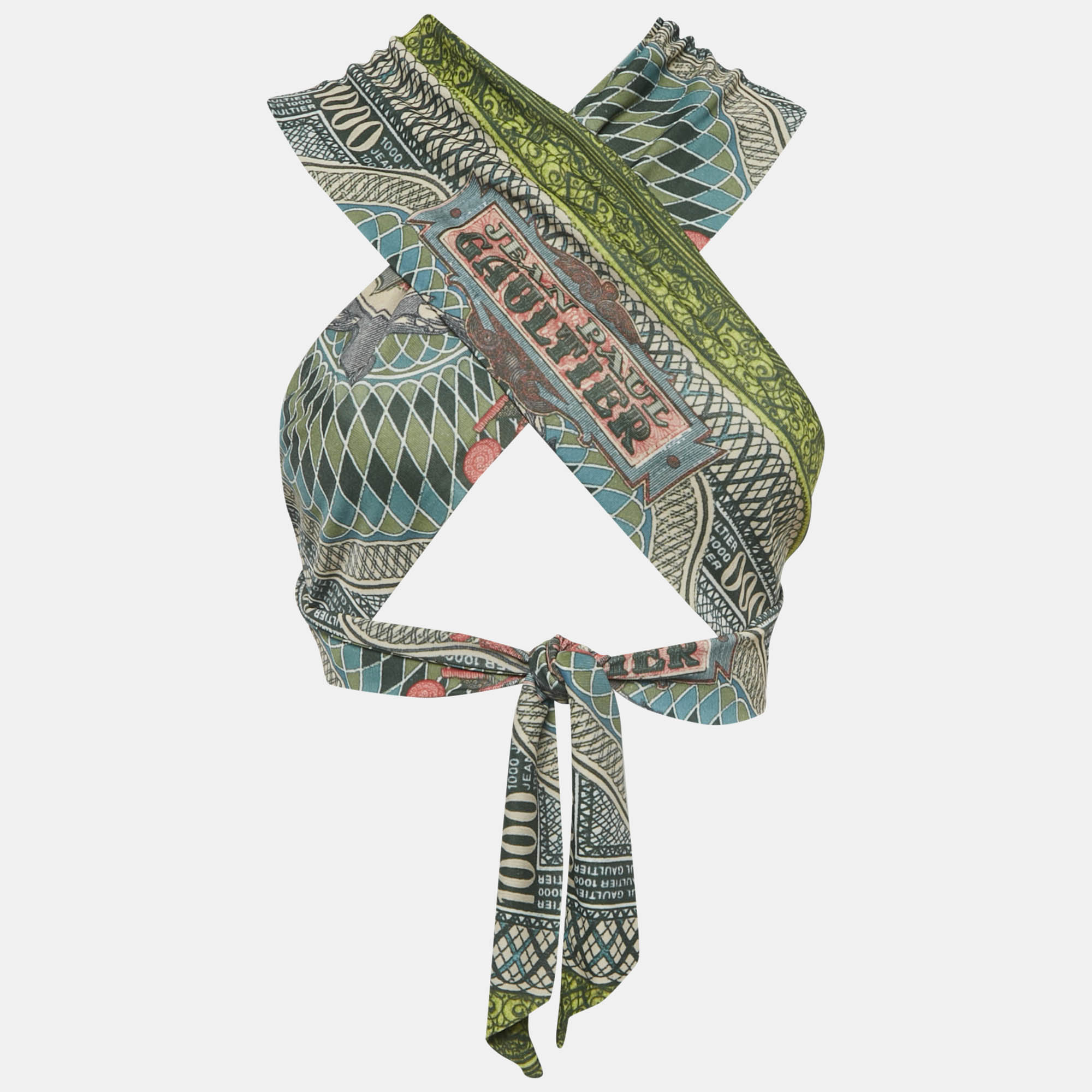 

Jean Paul Gaultier Green Printed Jersey Wrap Top S