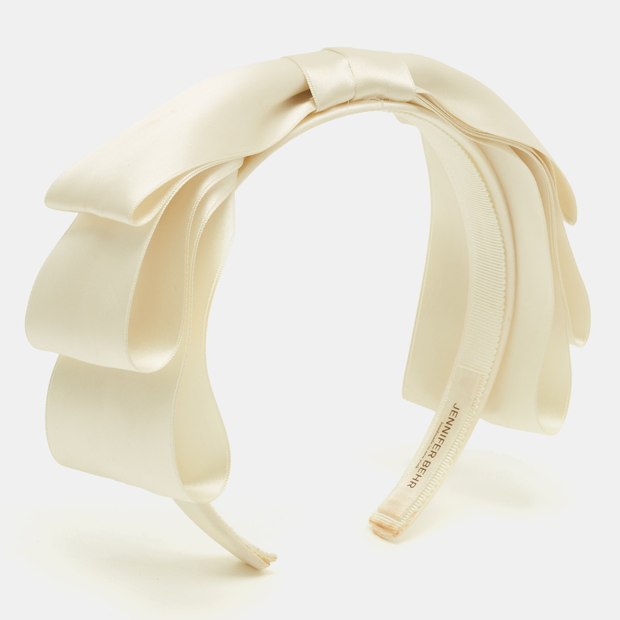 

Jennifer behr Cream Katya Silk Satin Bow Headband