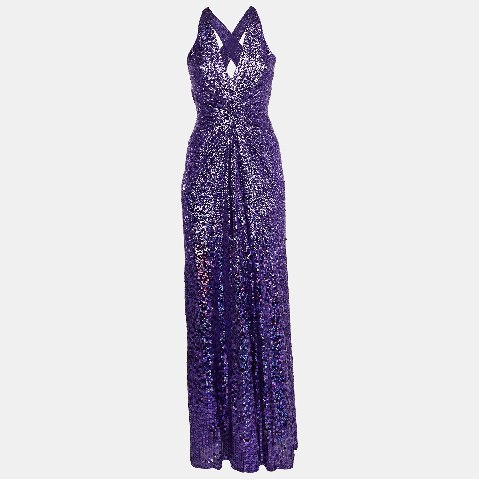 

Jenny Packham Purple Sequin Halter Neck Gown M