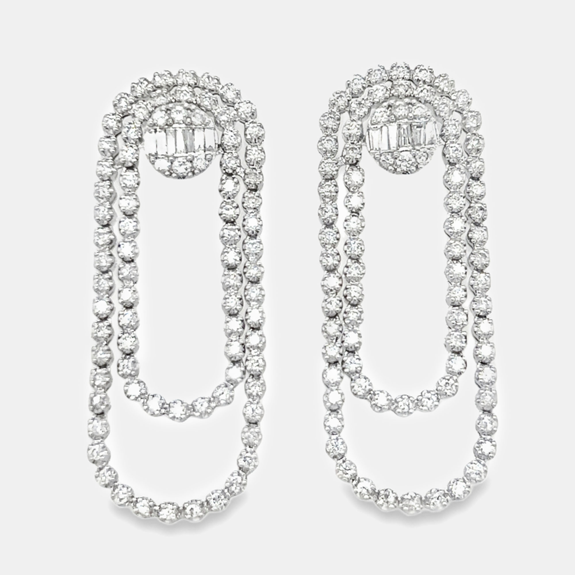 

14K White Gold Paper Clip Diamond Hoop Earrings (3.75ctw)