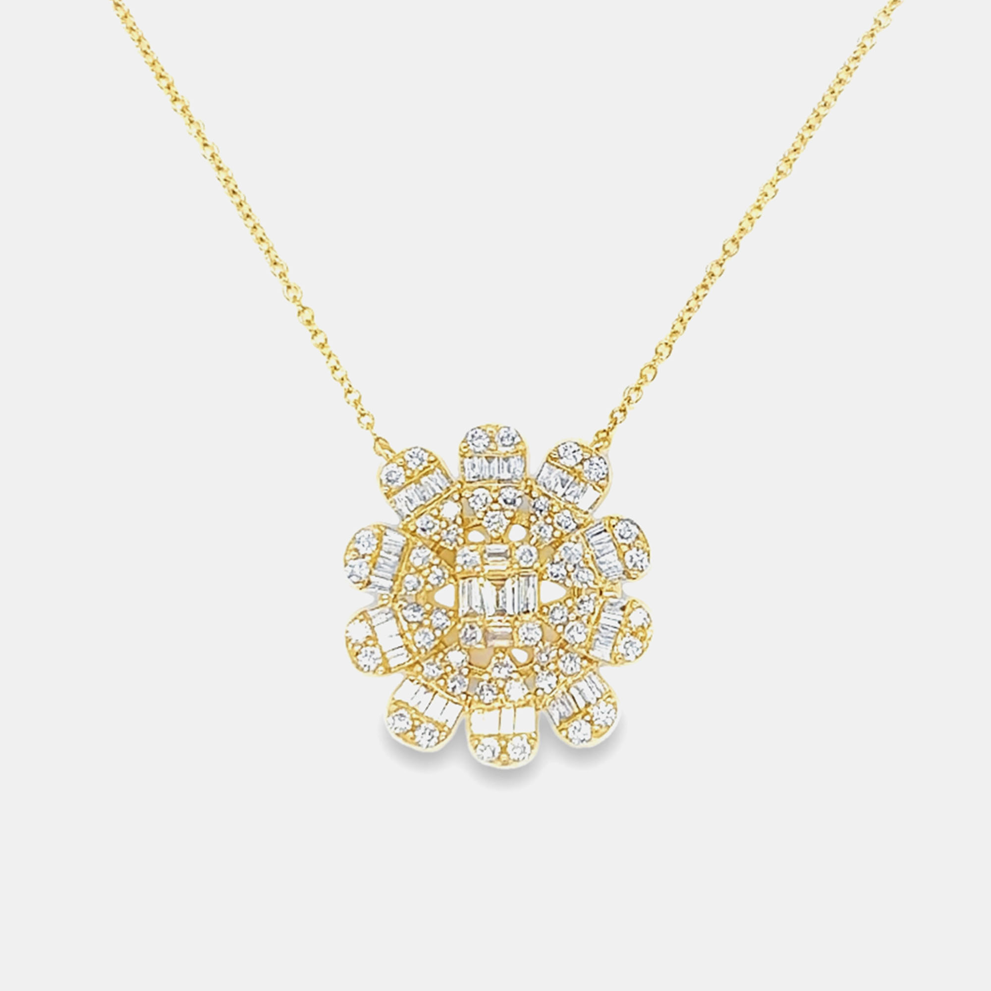 

14K Yellow Gold Diamond Flower Pendant Necklace (0.75 ctw)