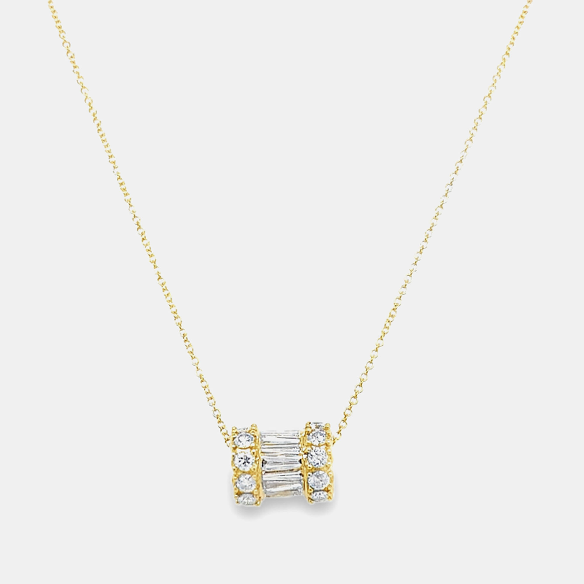 

14K Yellow Gold Diamond Barrel Rolly Necklace (0.10ctw)