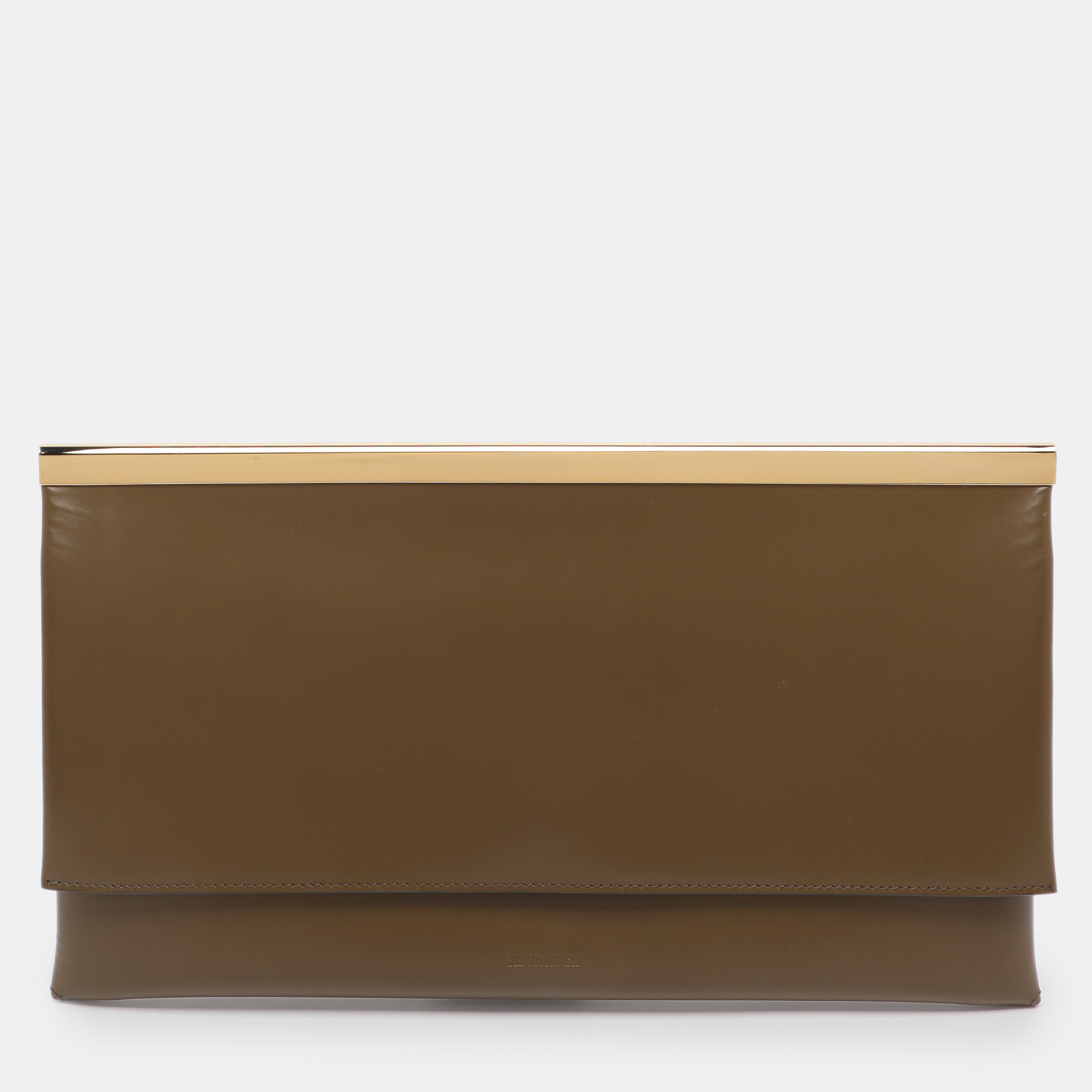

Jil Sander Olive Green Leather Clutch