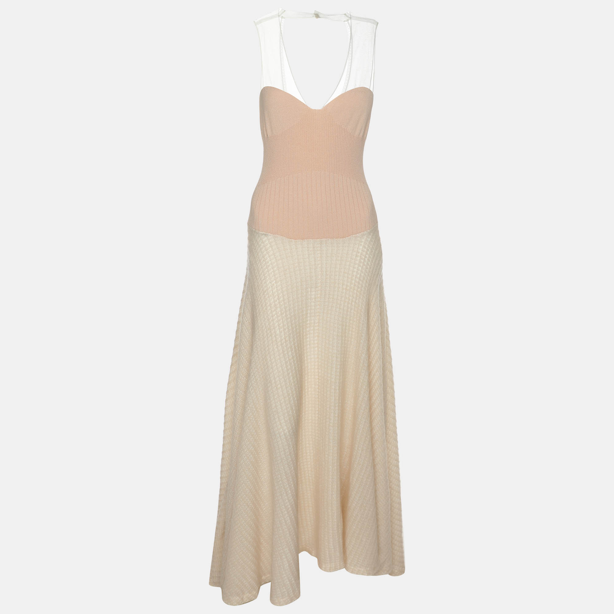 

Jil Sander Cream/Beige Knit Virgin Wool Maxi Dress M