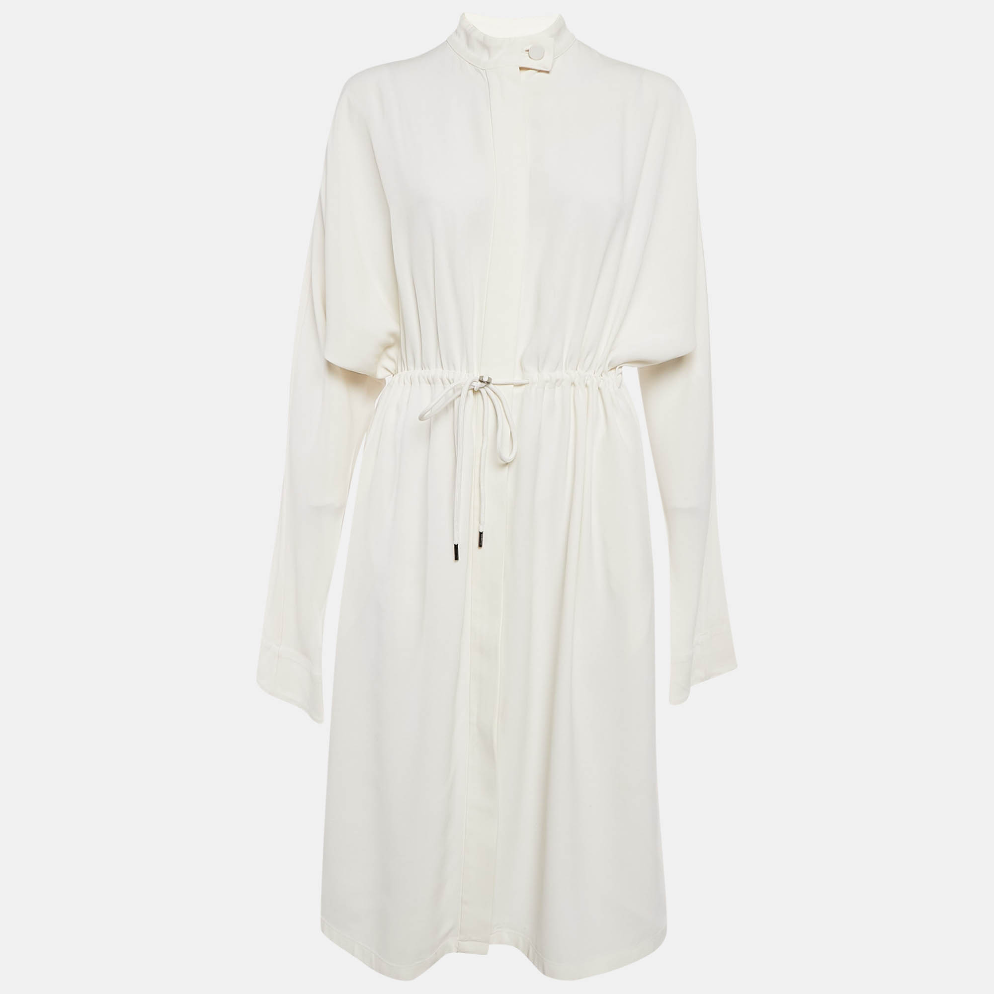 

Jil Sander White Sateen Waist Drawstring Midi Dress S