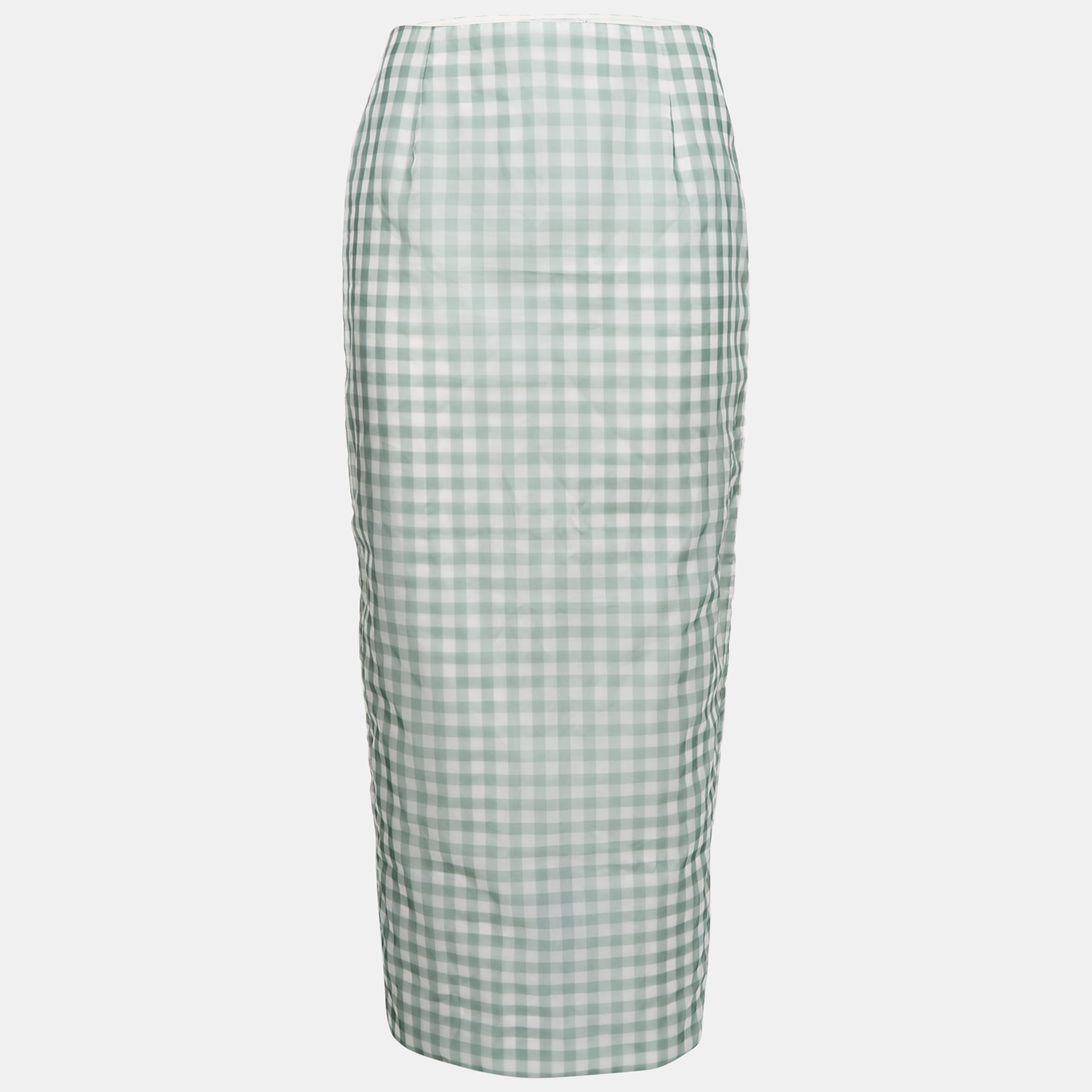 

Jil Sander Green Gingham Nylon Midi Dress S