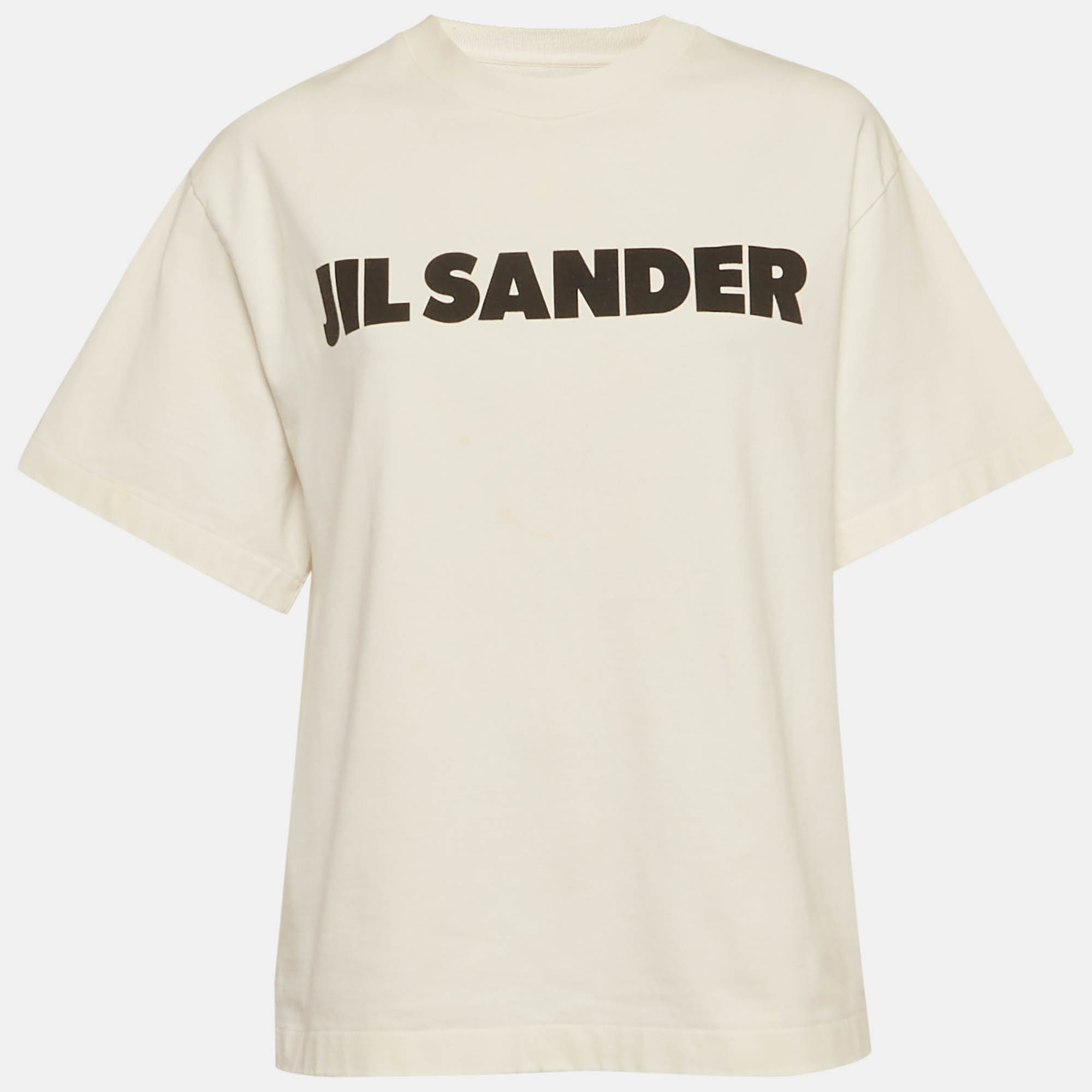 Pre-owned Jil Sander White Logo Printed Cotton Knit Oversized T-shirt Xs