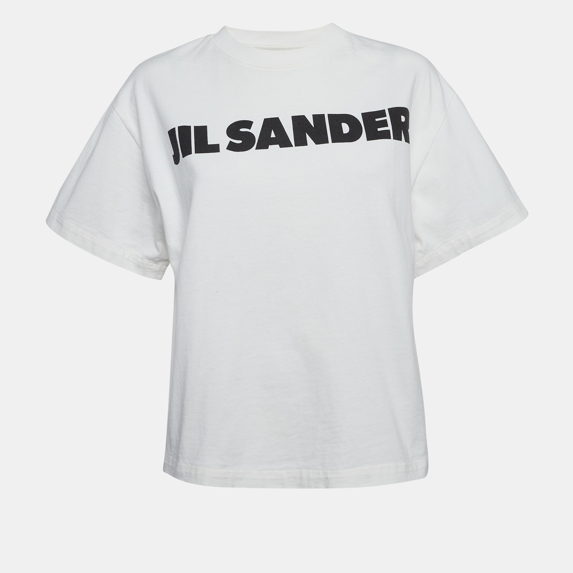 

Jil Sander White Logo Print Jersey Crew Neck T-shirt XS