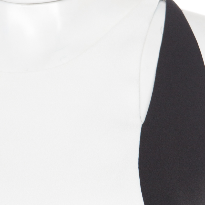 Jil Sander Monochrome Colorbolock Sleeveless Sheath Dress M In White