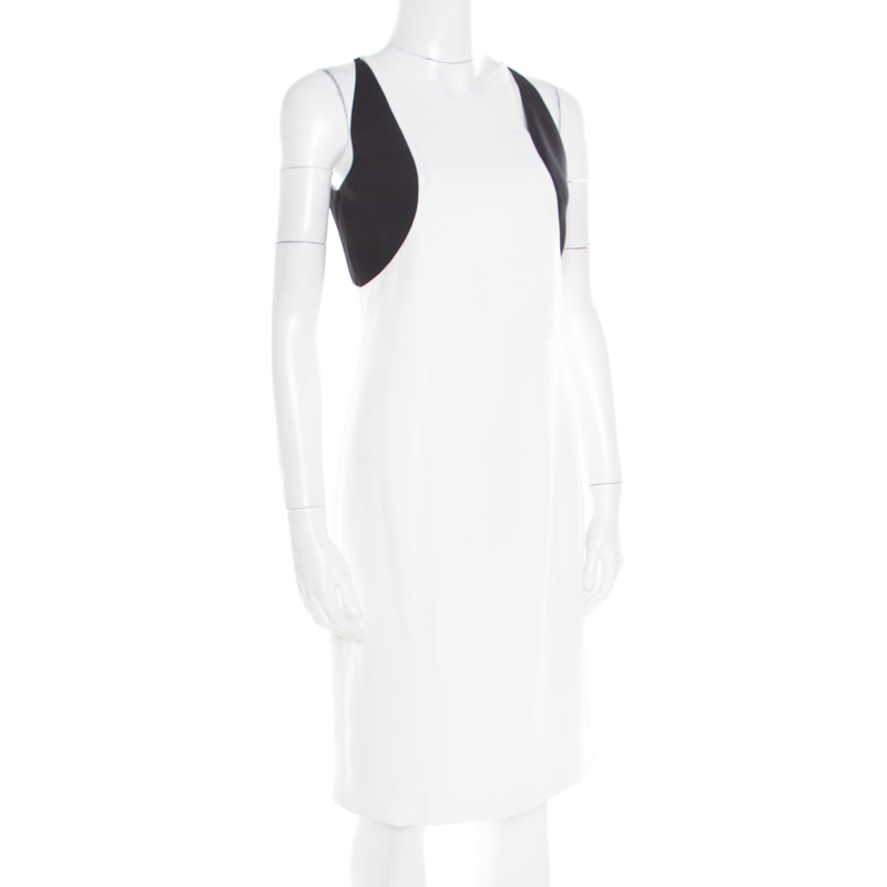 

Jil Sander Monochrome Colorbolock Sleeveless Sheath Dress, White