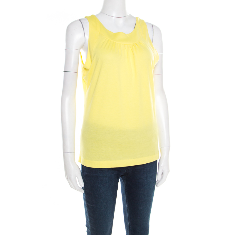 

Jil Sander Yellow Cotton Jersey Sleeveless Top