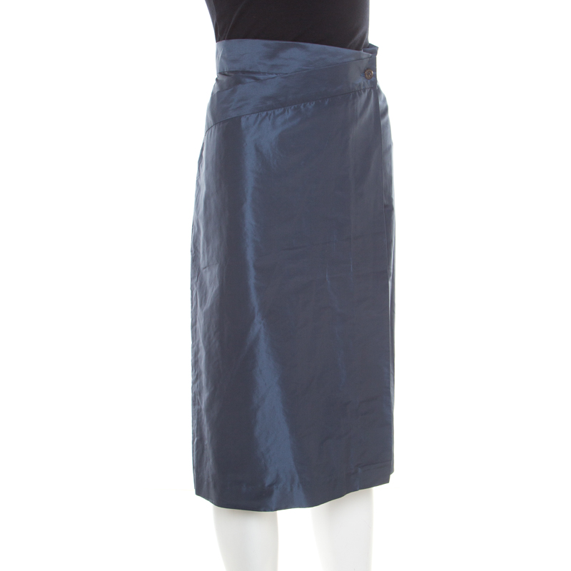 

Jil Sander Grey Asymmetric Waist Detail Wrap Skirt L