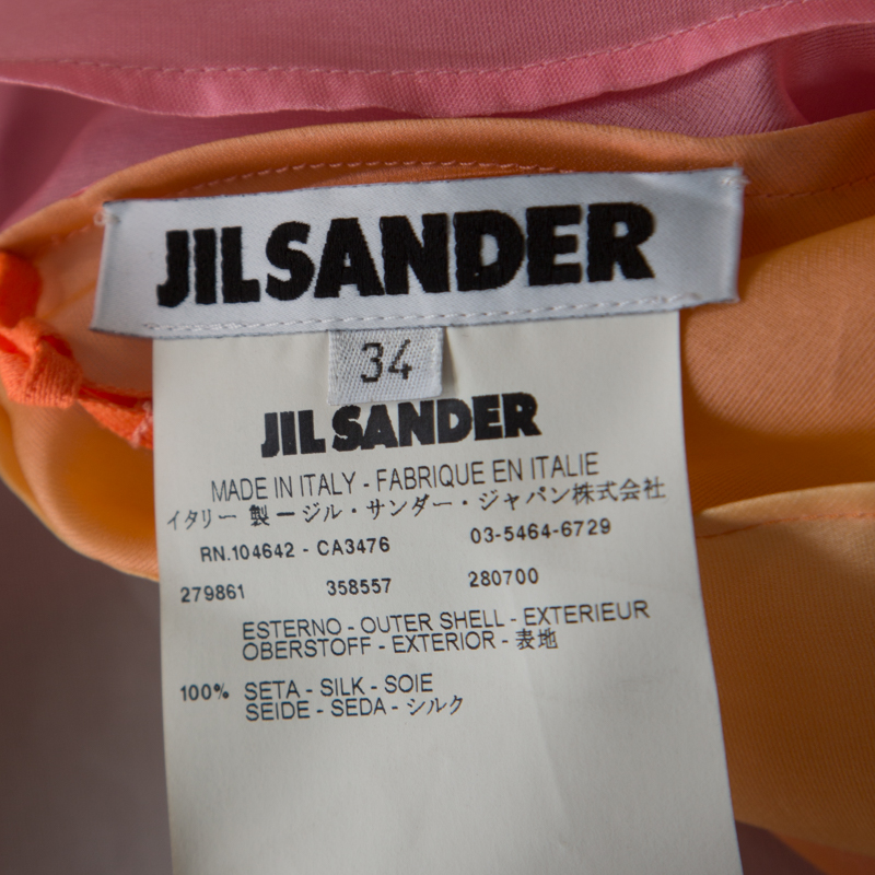Jil Sander Multicolor Ombre Silk Organza Midi Dress S