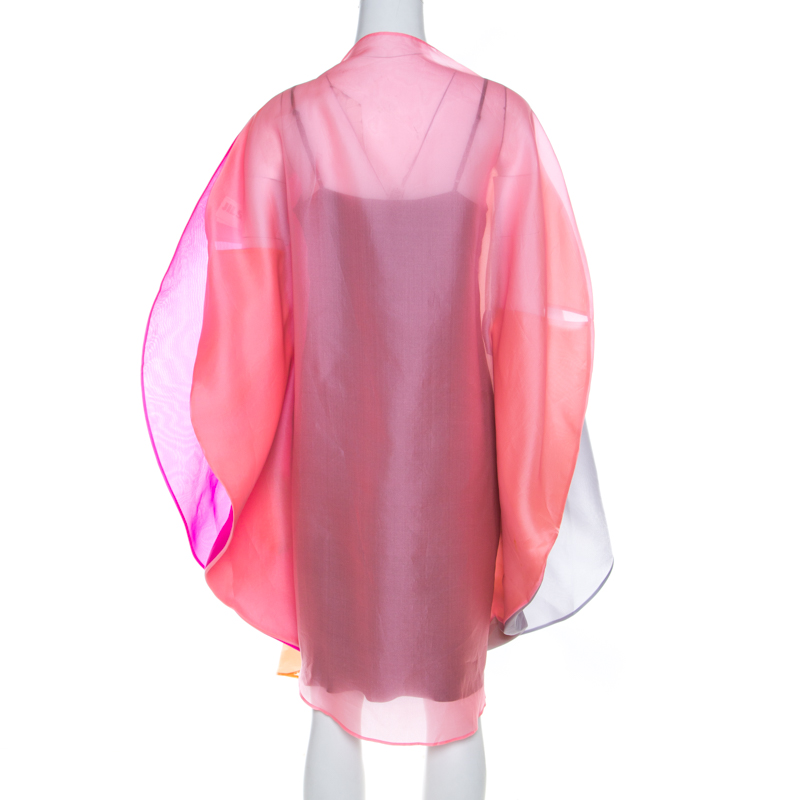 Jil Sander Multicolor Ombre Silk Organza Midi Dress S