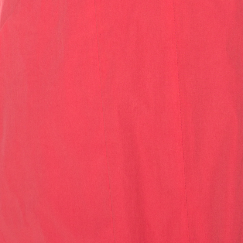 Pre-owned Jil Sander Coral Pink Cotton Zip Front Midi Dress M