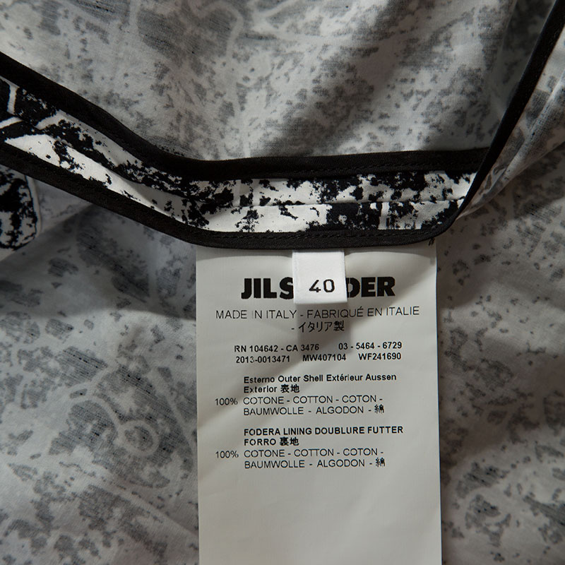 Pre-owned Jil Sander Monochrome Cotton Off Soulder Risiko Dress L In Black
