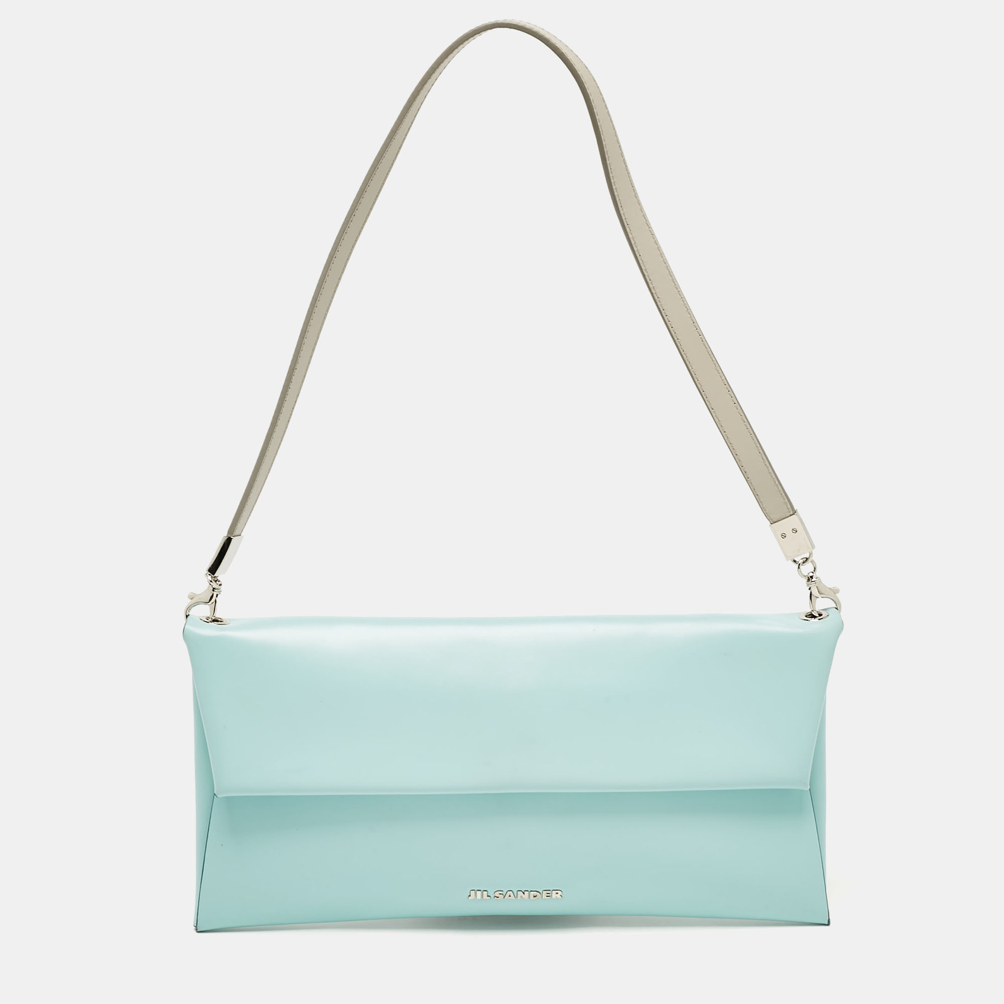 

Jil Sander Light Blue Leather Clutch Shoulder Bag