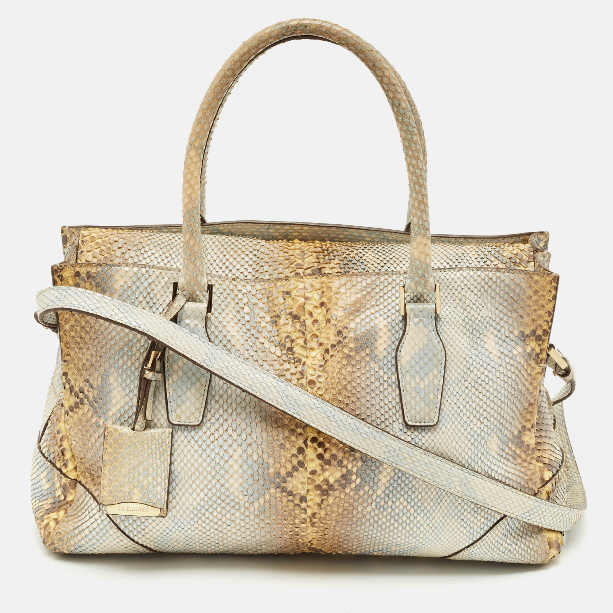 

Jil Sander Grey Python Leather Flap Tote