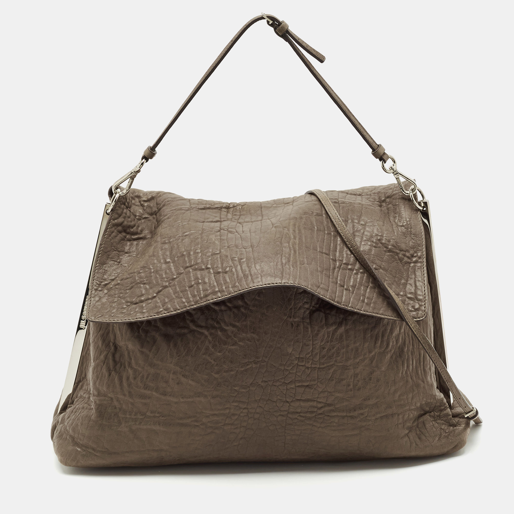 

Jil Sander Beige Pebbled Leather Shoulder Bag