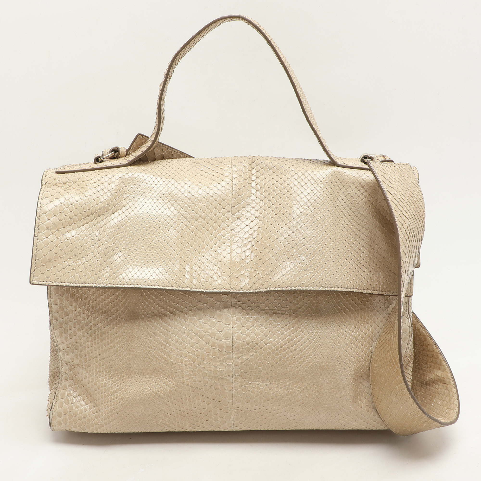 

Jil Sander Beige Python Top Handle Bag