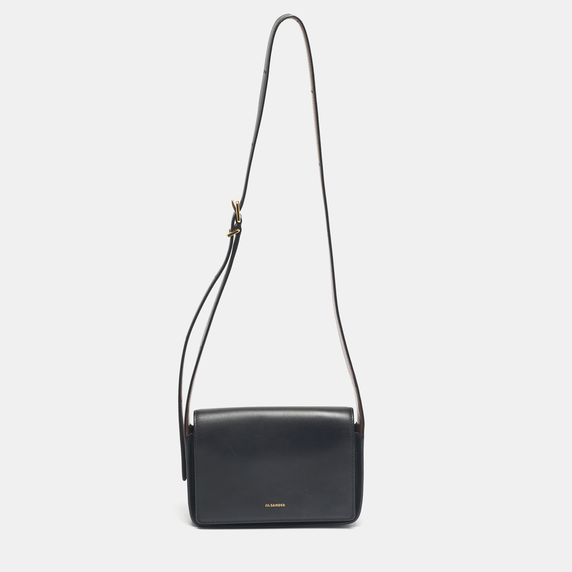 

Jil Sander Black Leather Flap Sling Shoulder Bag