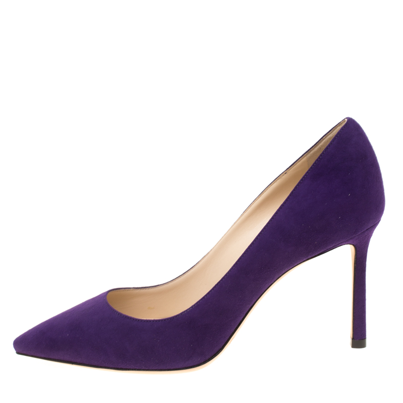 

Jimmy Choo Purple Suede Romy Pointed Toe Pumps Size