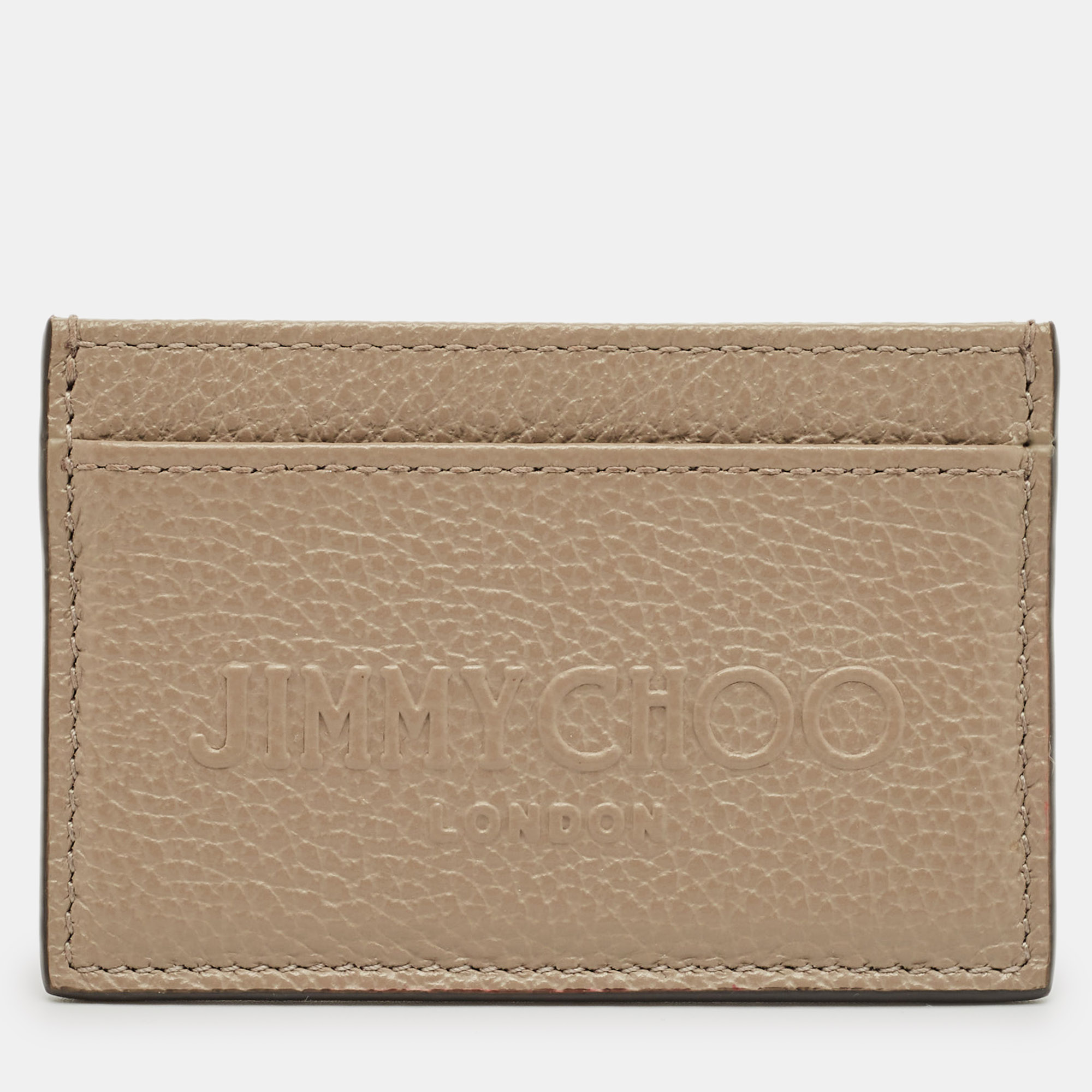 

Jimmy Choo Beige Leather Logo Embossed Card Holder