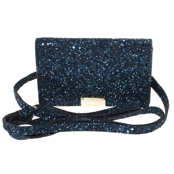 Jimmy Choo Glitter Fabric Ted iPhone Mini Shoulder Bag