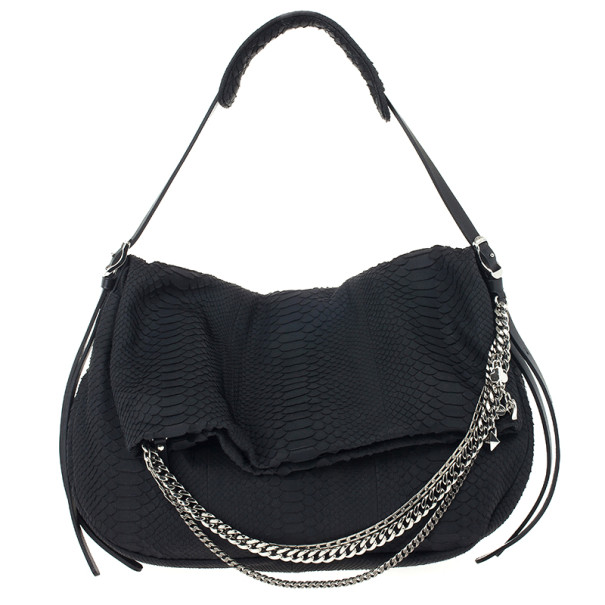 مملوكة مسبقًا Jimmy Choo Black Slate Python Shoulder Bag