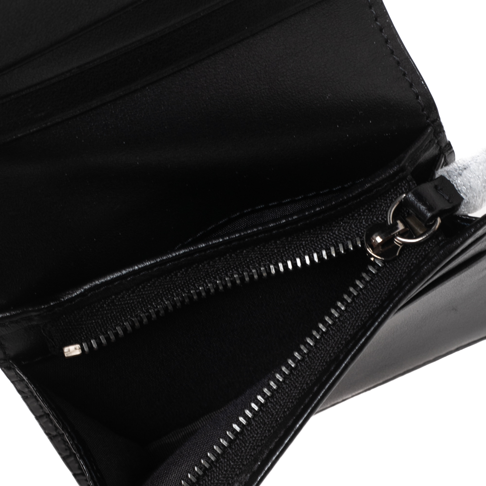 

Jimmy Choo Black Croc Embossed Shiny Leather JC Hanne Compact Wallet