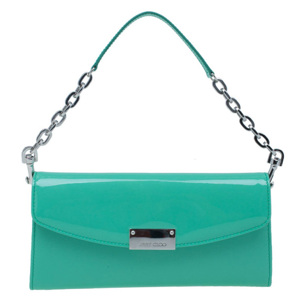 Pre Owned حقيبة جيمي تشو جلد لامع تركواز راين