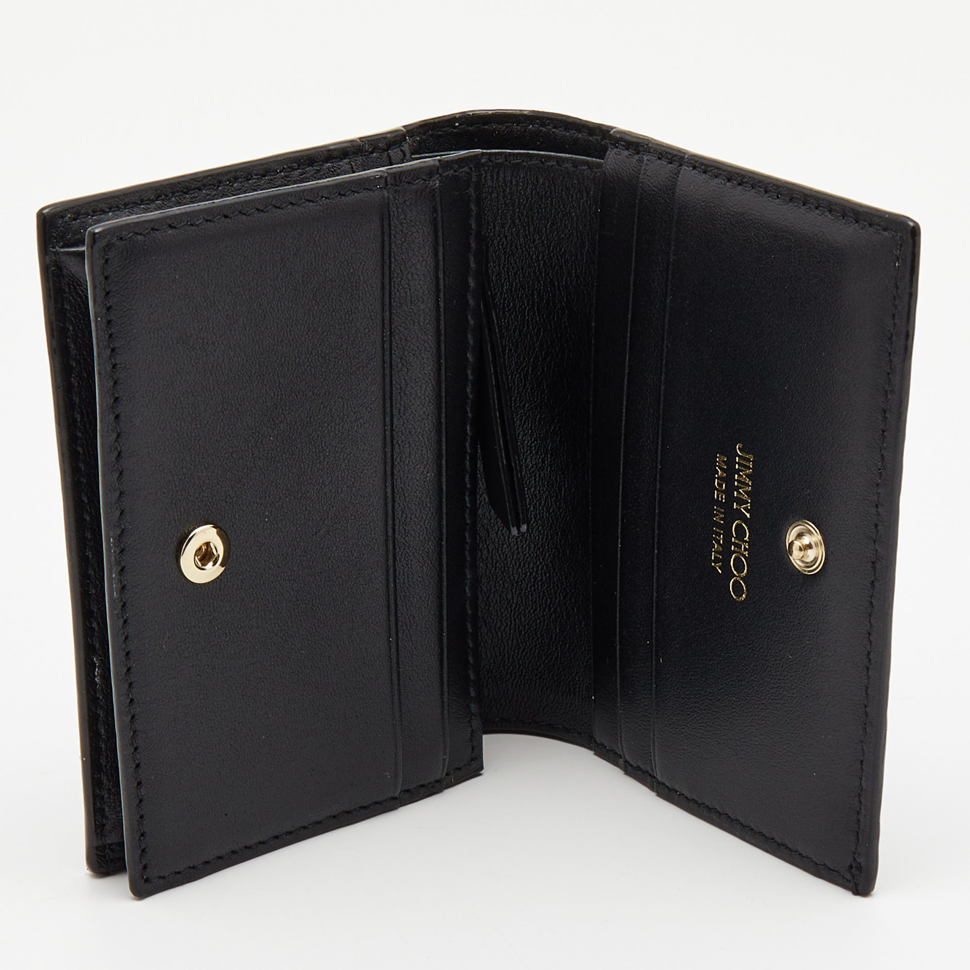 

Jimmy Choo Black JC Embossed Leather Hane Compact Wallet